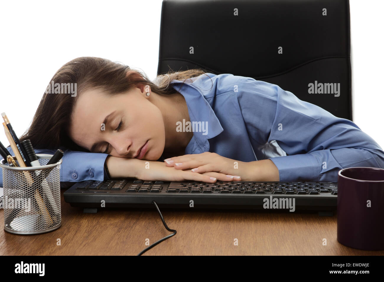 Business Woman Asleep On Her Desk At Work Stock Photo 84513366