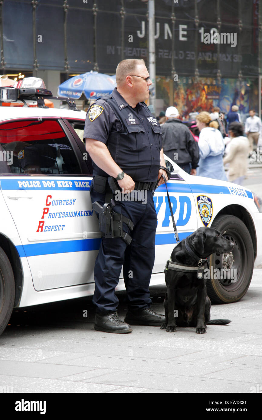 NYPD K-9 unit police dog and handler, Times Square, Manhattan, New ...