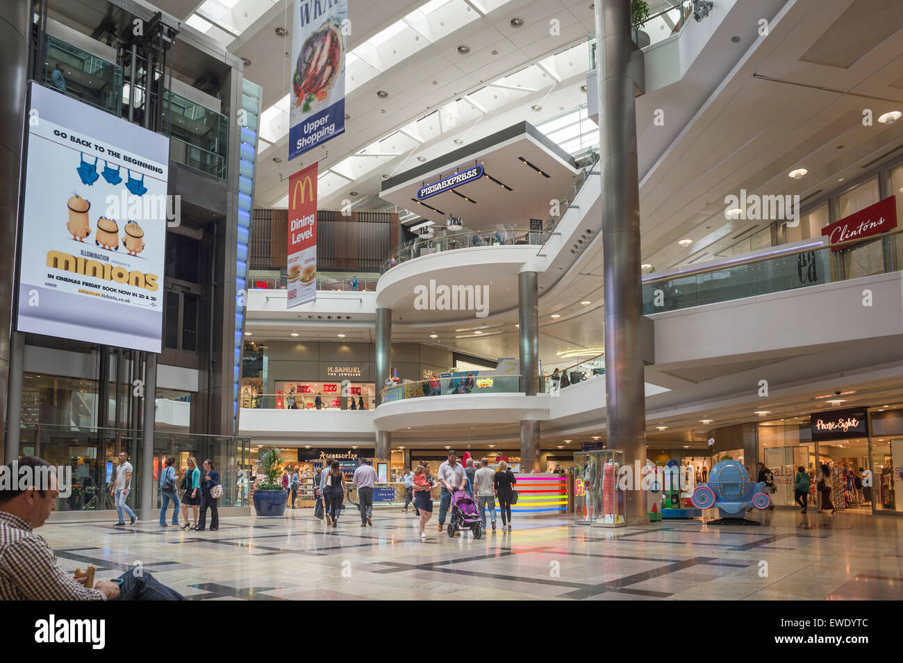 Interior of West Quay shopping centre in Southampton UK Stock Photo