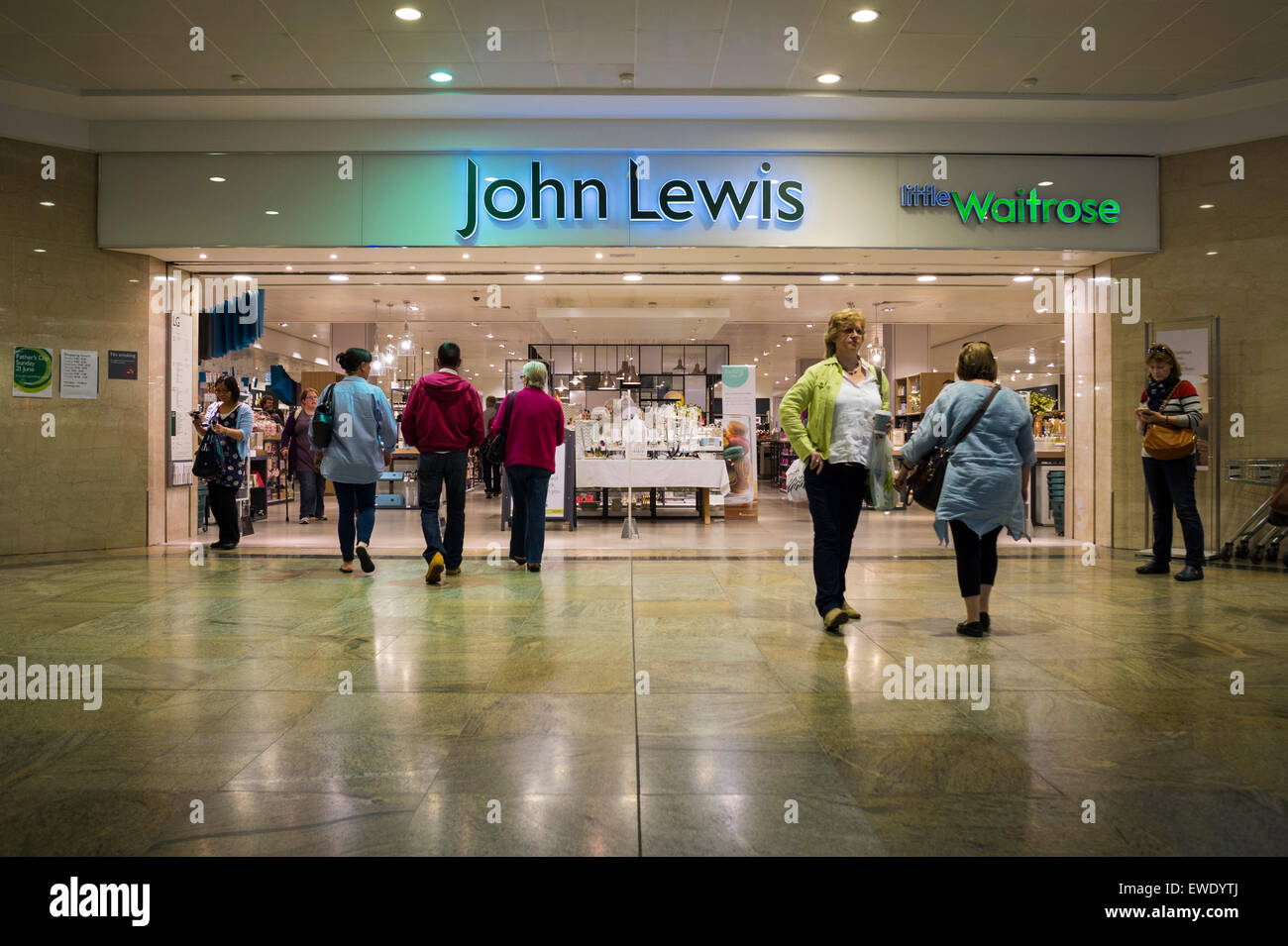 Entrance to John Lewis department store in West Quay shopping mall Stock Photo