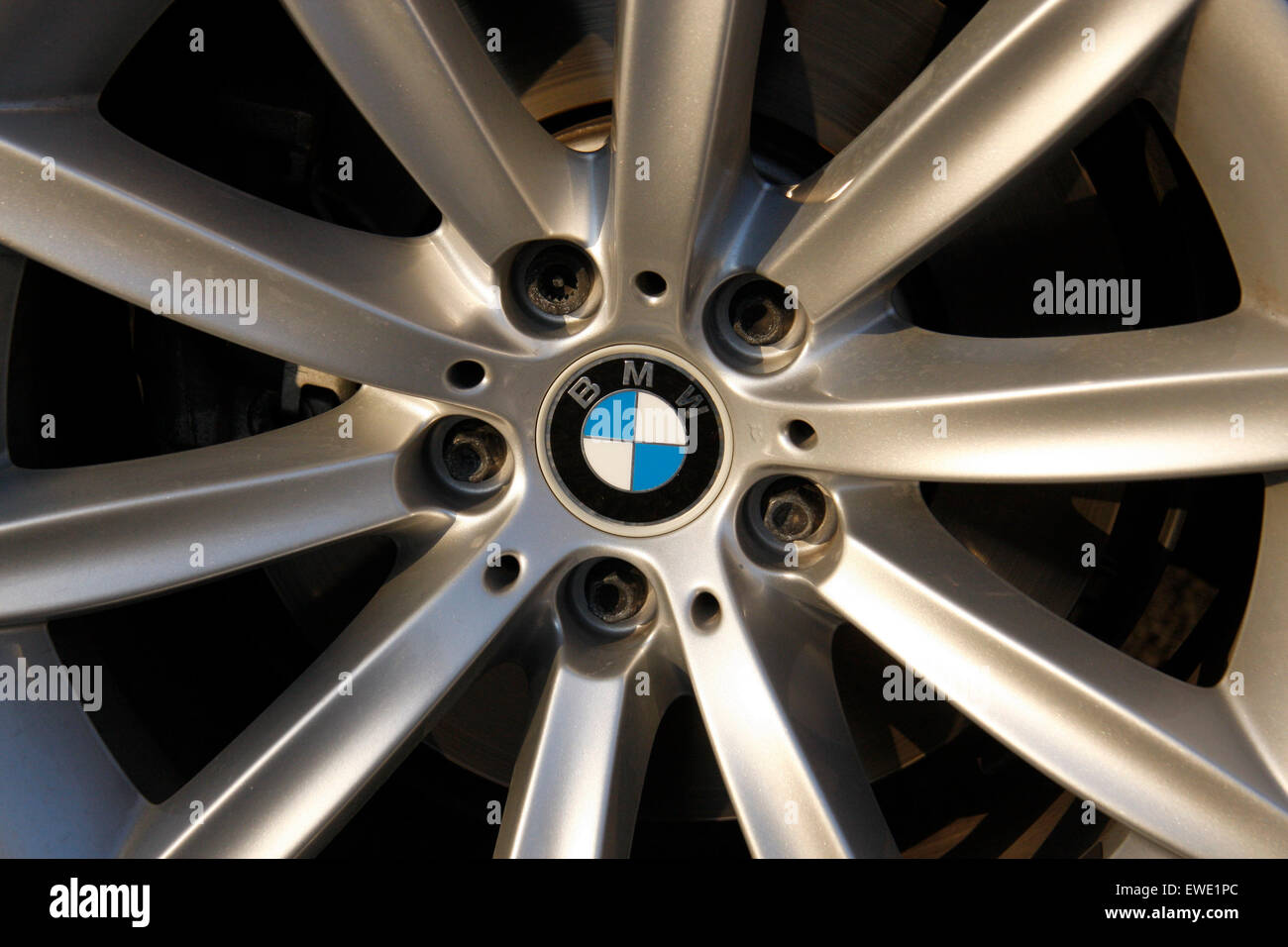 JUNE 2008 - BERLIN: the logo embleme of the German car manufacturer BMW - Bayerische Motorenwerke. Stock Photo