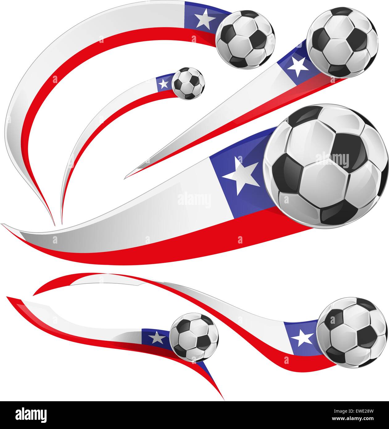 chile flag  with soccer ball isolated on white background Stock Vector