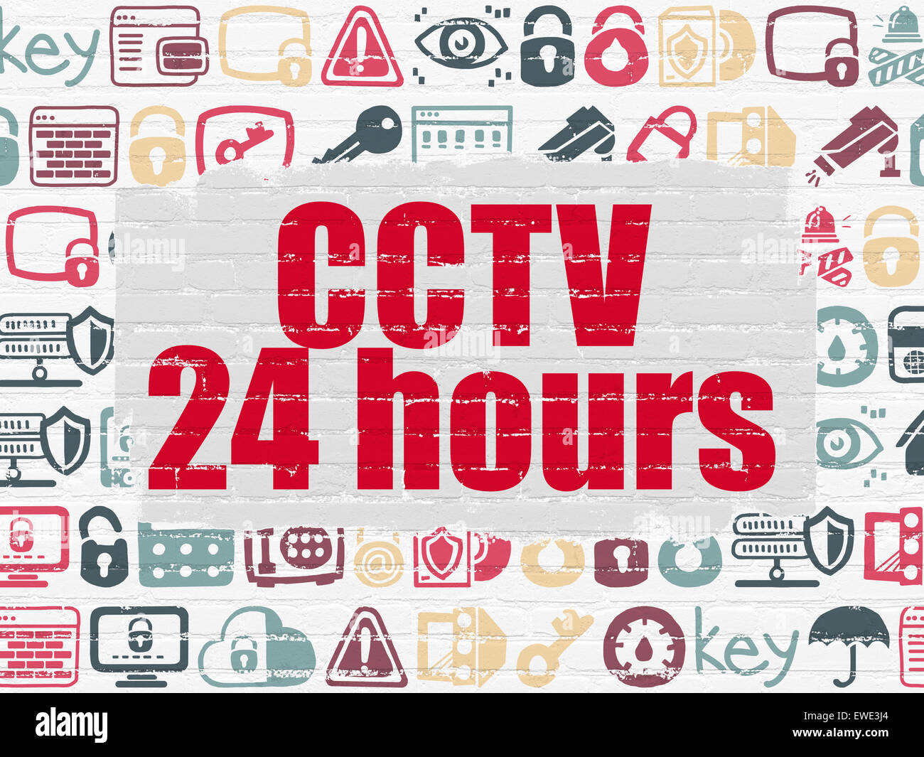 Security concept: CCTV 24 hours on wall background Stock Photo - Alamy