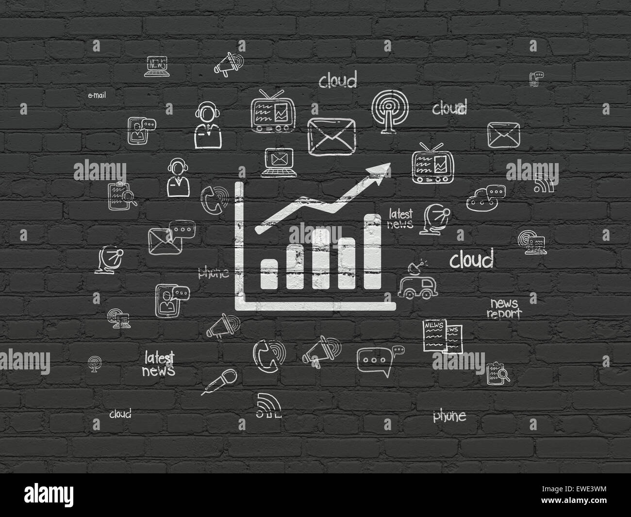 News concept: Growth Graph on wall background Stock Photo - Alamy