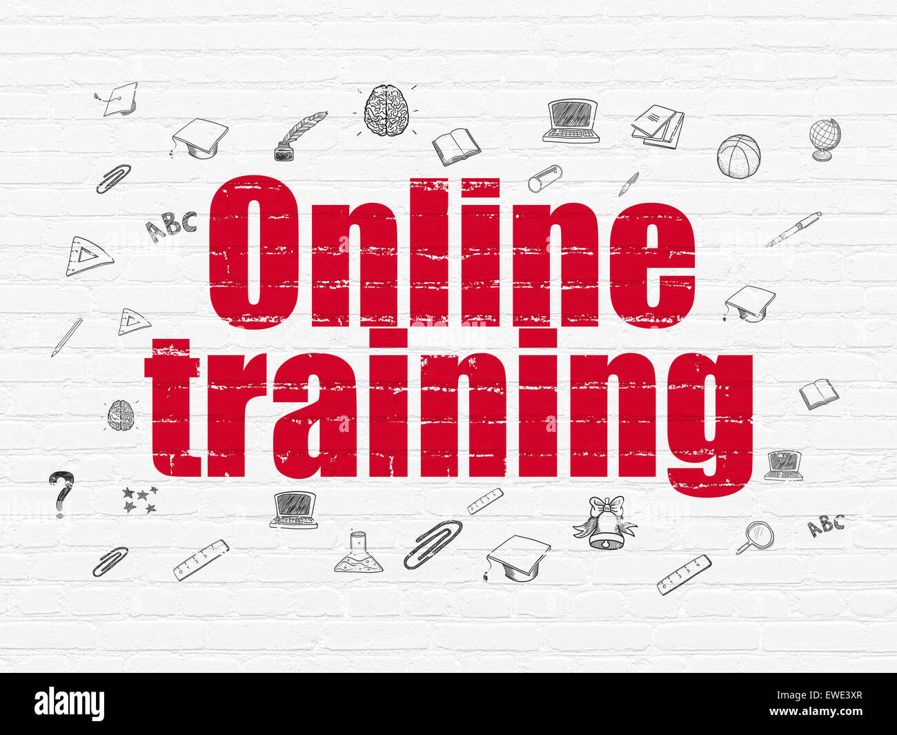 Education concept: Online Training on wall background Stock Photo - Alamy