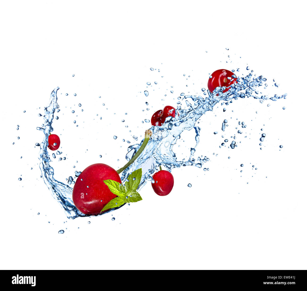 Cherries In Water Splashes Isolated On White Background Stock Photo Alamy