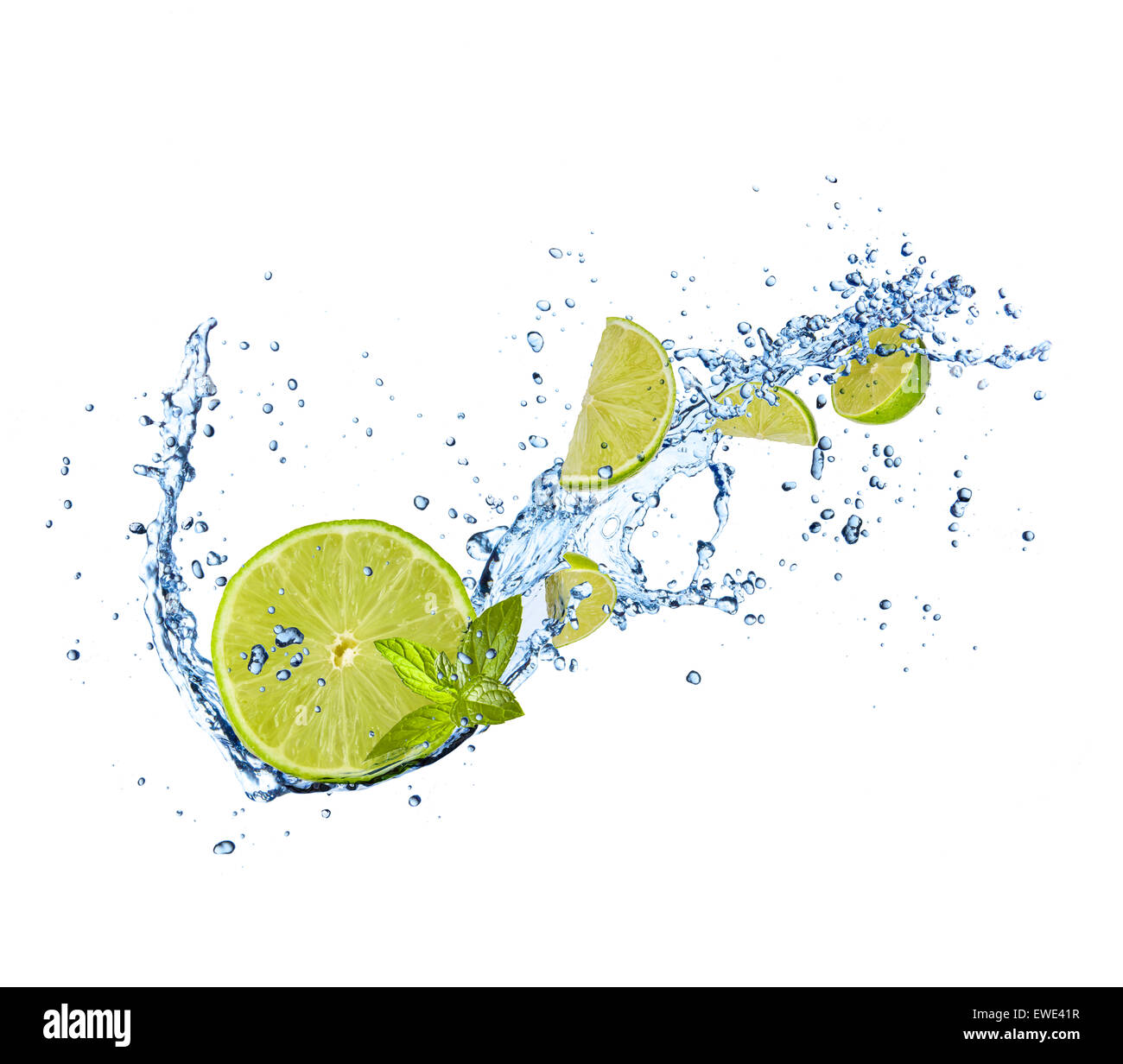 Fresh lime in water splash, isolated on white background Stock Photo Alamy