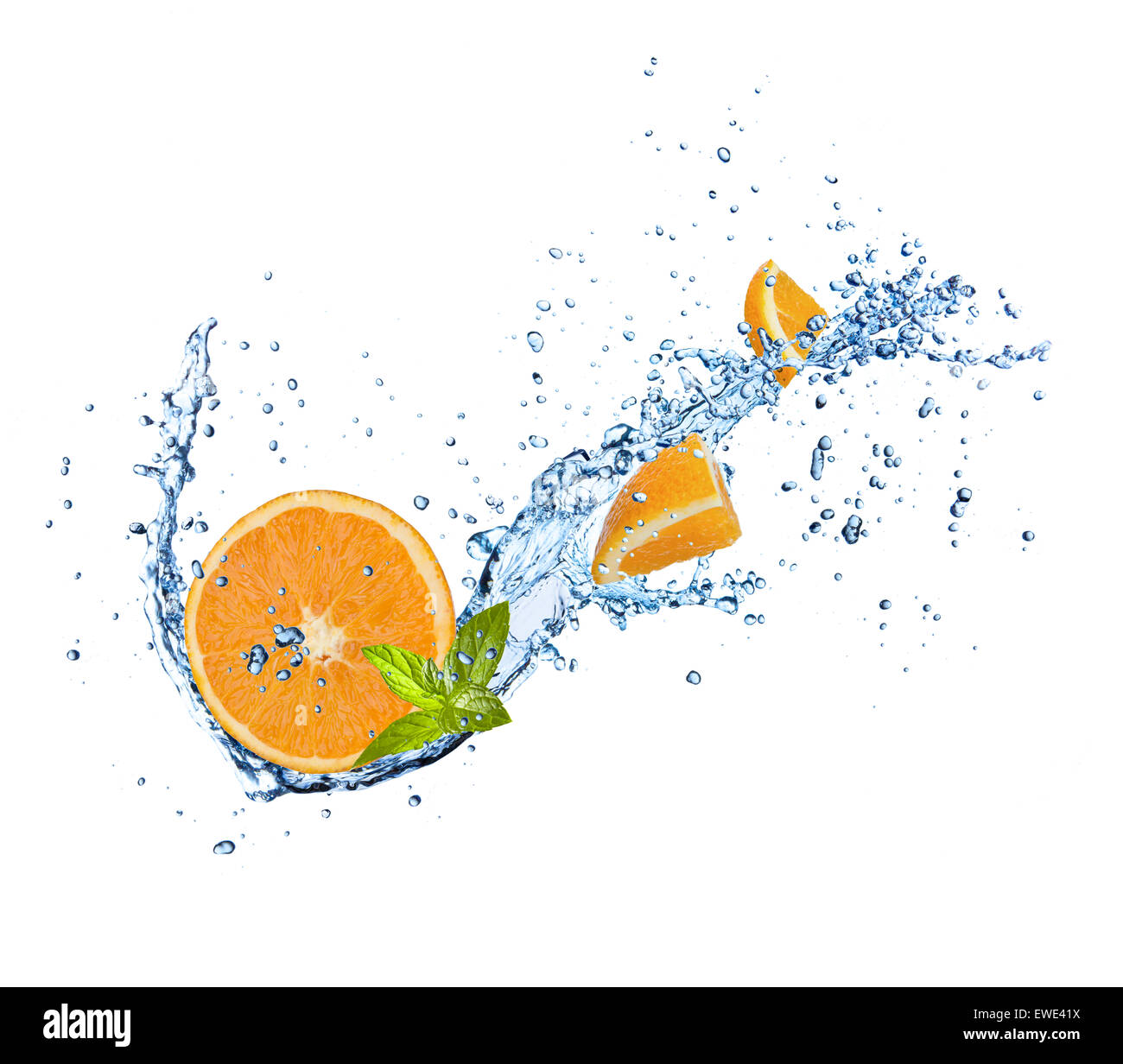 Fresh orange with water splash, isolated on white background Stock Photo -  Alamy