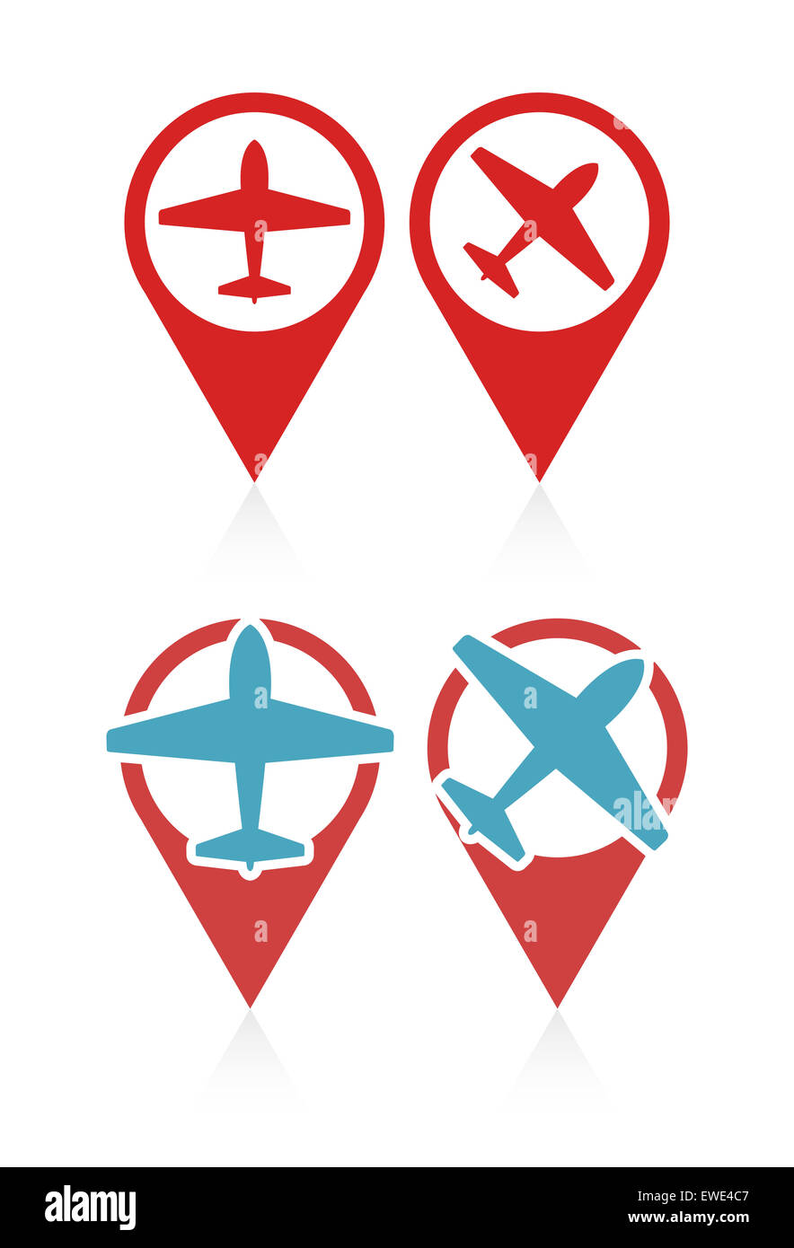 Vector set of pointers with airplane, travel and vacation symbol Stock Photo