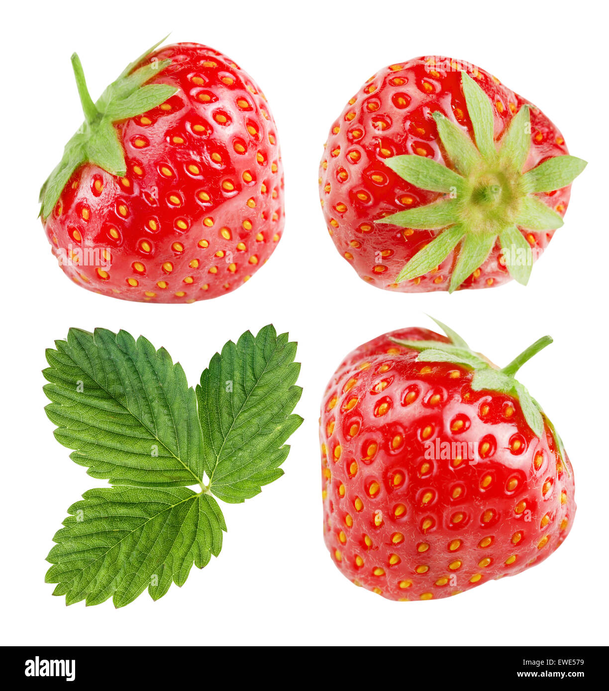 Strawberries on a white background close-up Stock Photo - Alamy