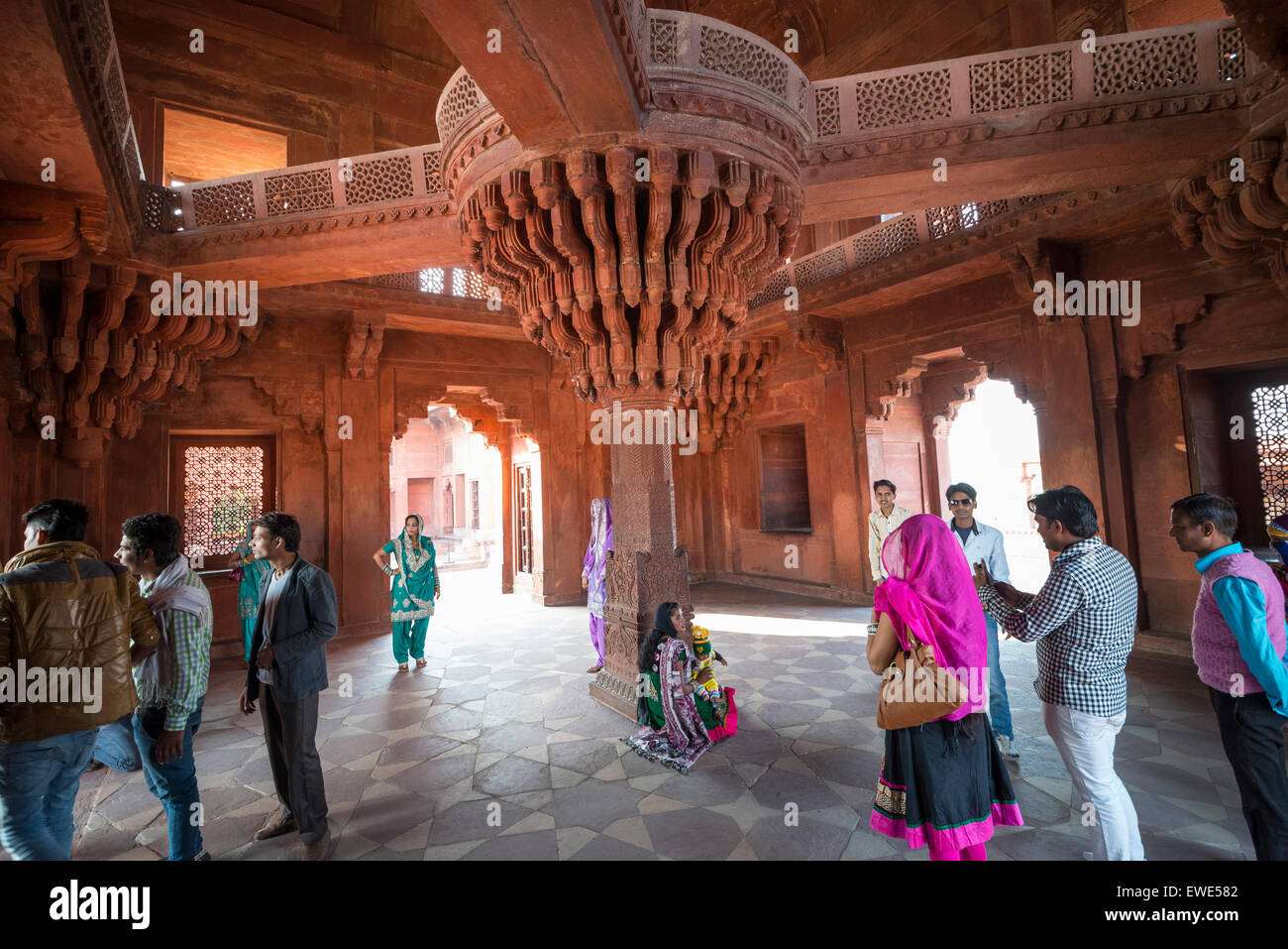 Indians sightseeing at the abandoned city of Fatehpur Sikri in Uttar Pradesh, India Stock Photo