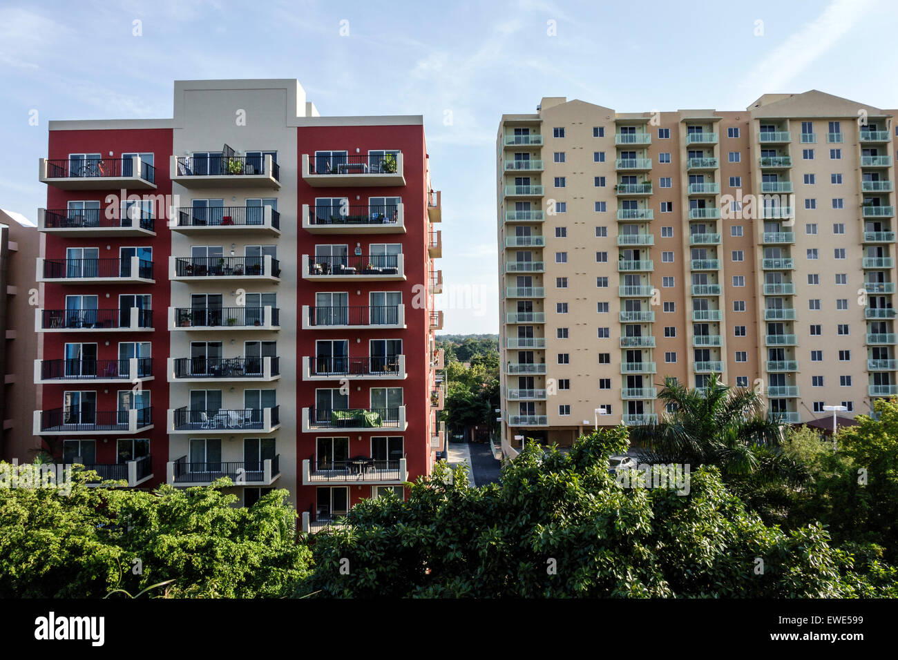 Miami Florida,SW 22nd Street,Coral Way,high rise,condominium buildings,residences,balconies,FL150324002 Stock Photo