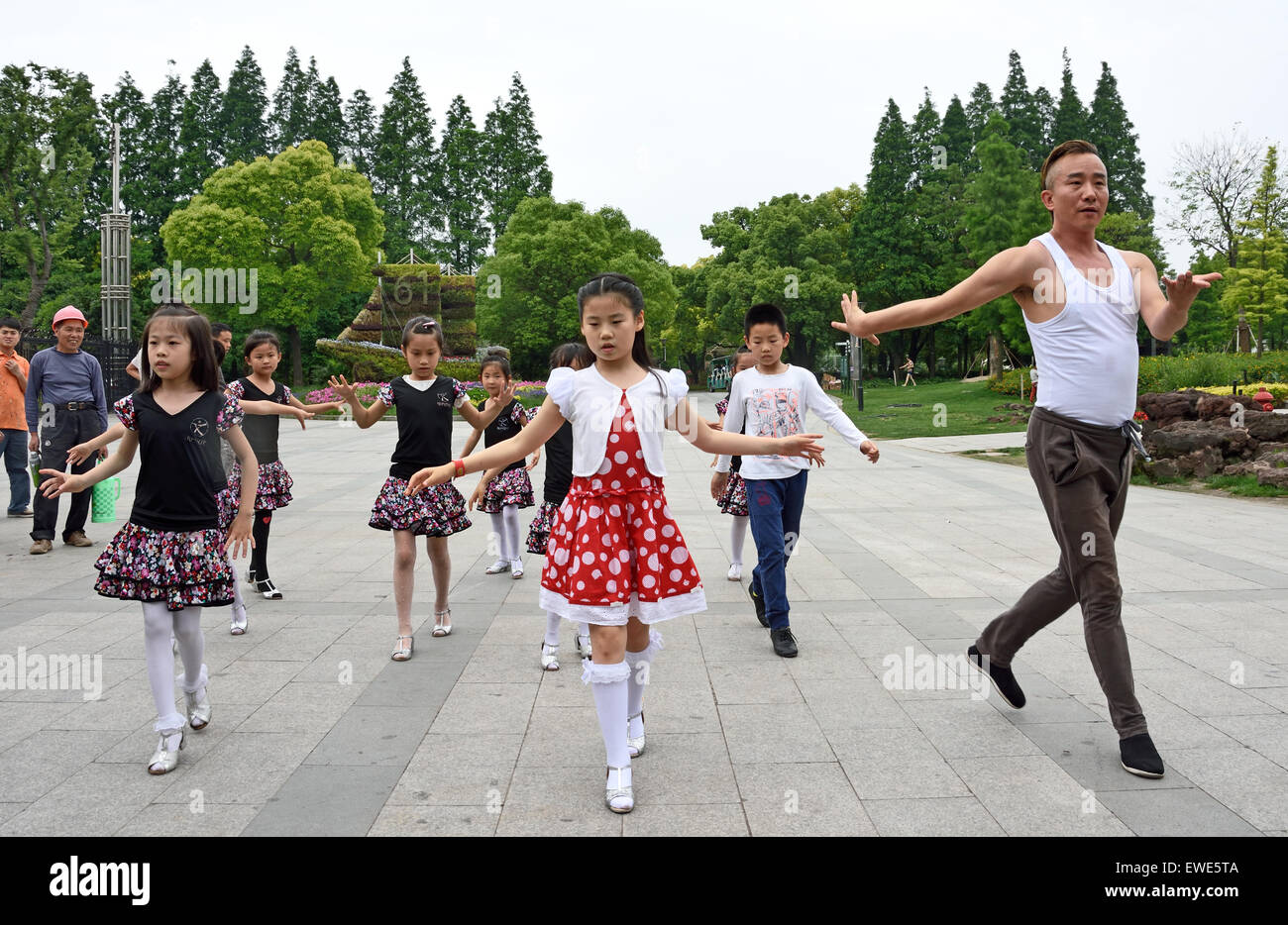 Girls Dancing Class The Shanghai Botanical Garden Xuhui District  China Chinese Stock Photo