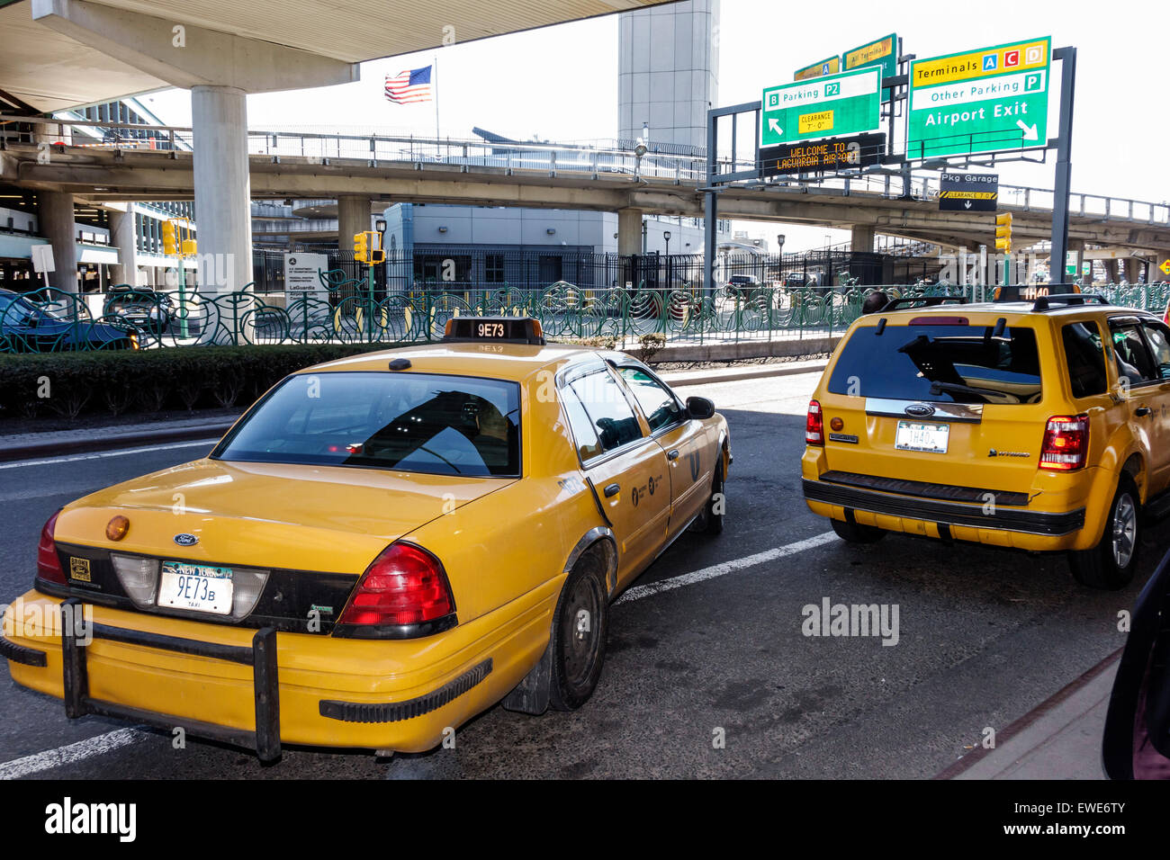 New York City NY NYC Queens LaGuardia Airport LGA outside taxi cab