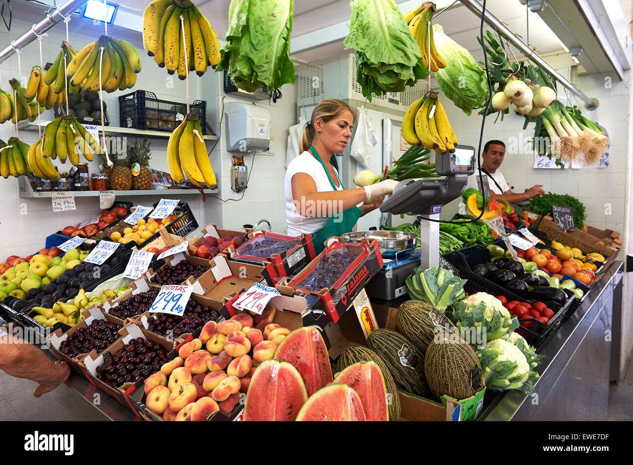 Cadiz, Spain, Fruit stall in Central Market Stock Photo