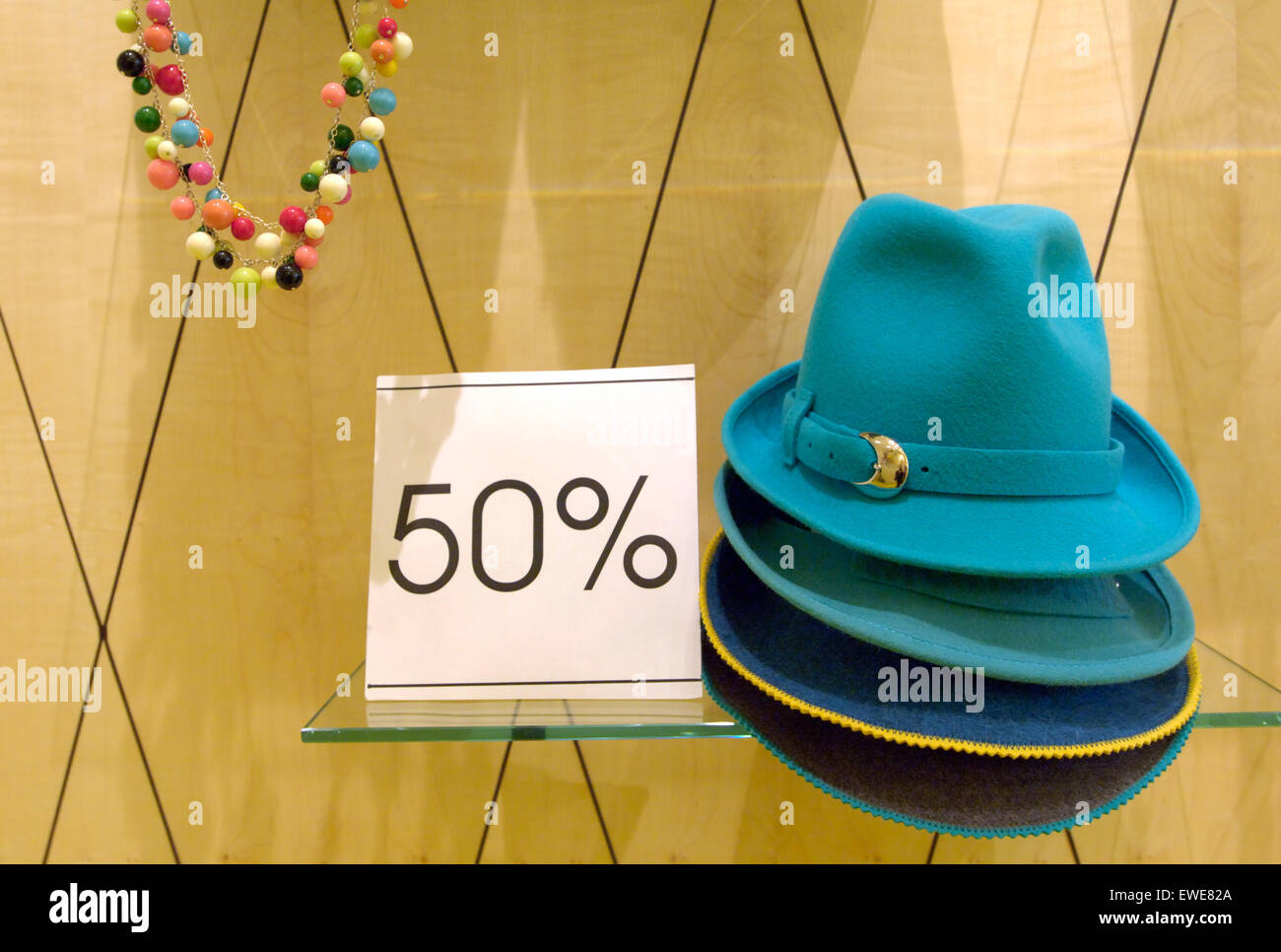 Berlin, Germany, a fashion store offers 50 percent discount Stock Photo