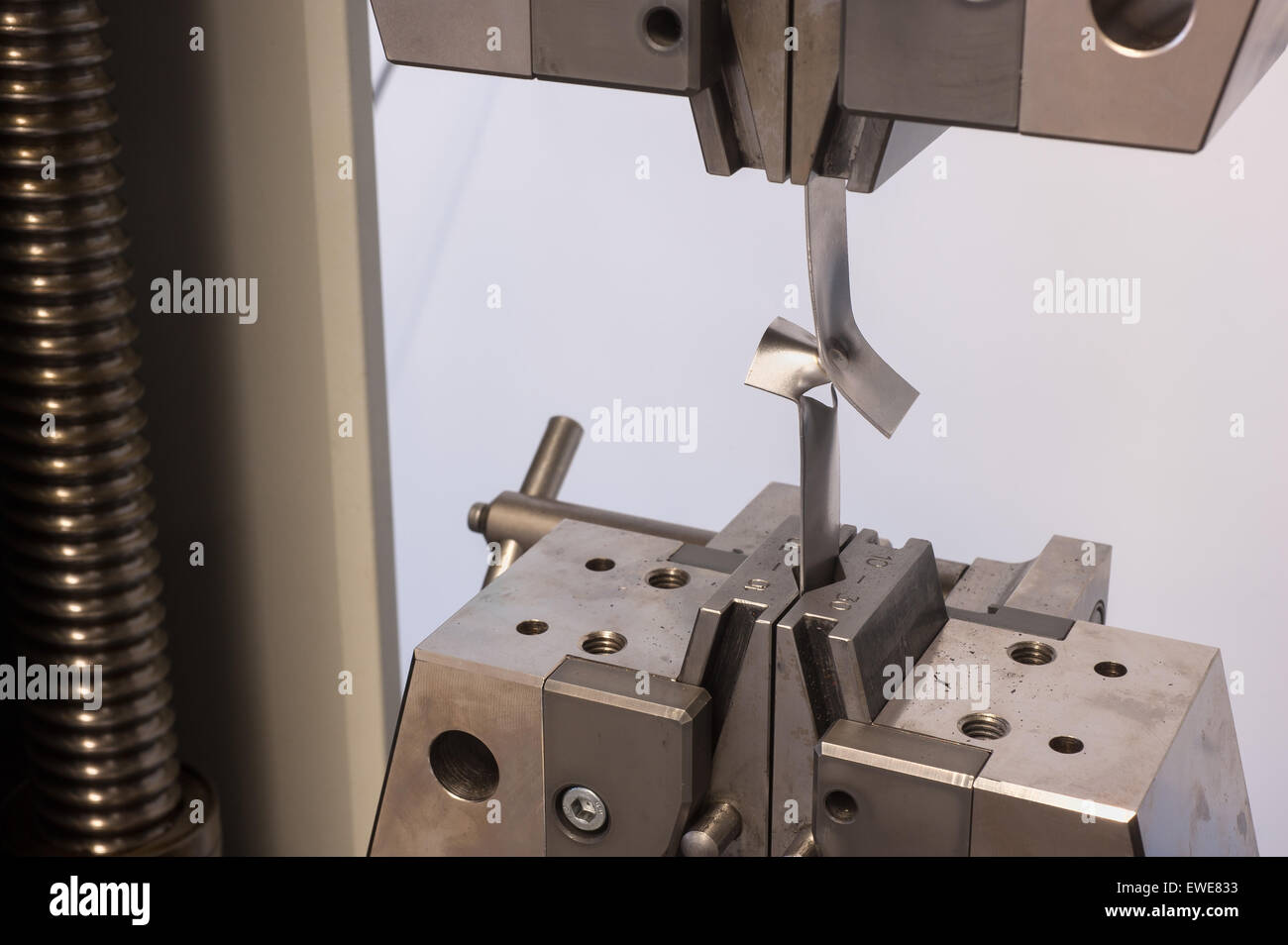 Berlin, Germany, tensile shear at a spot welding sample nter laboratory conditions Stock Photo