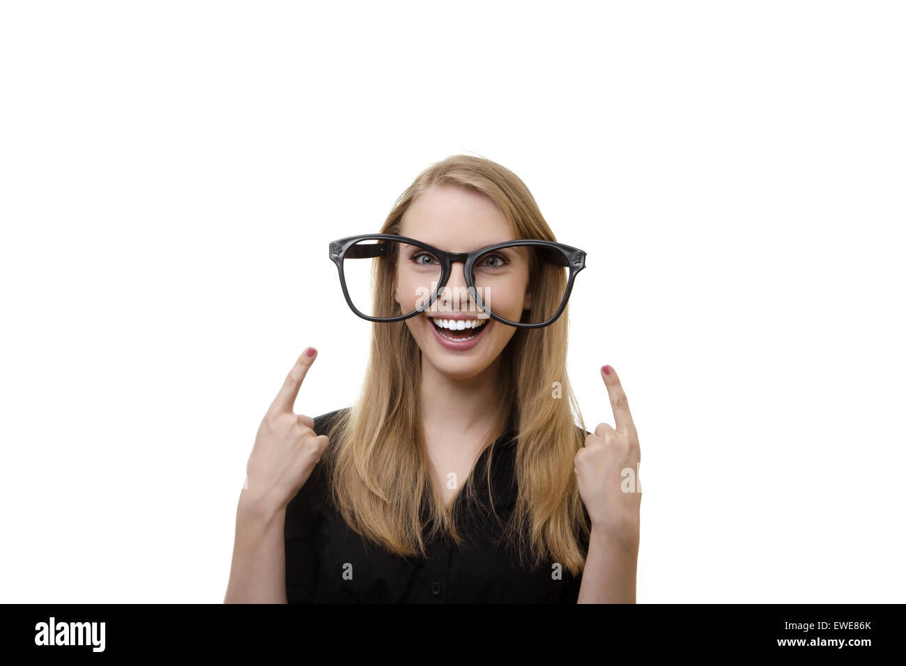 Girl wearing fake glasses hi-res stock photography and images - Alamy