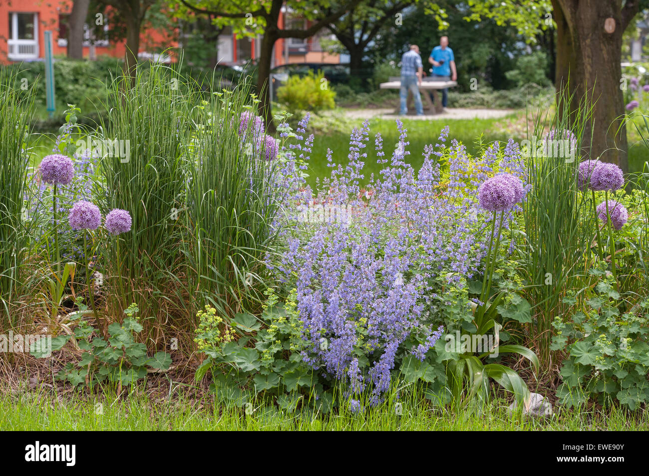 Berlin, Germany, the flower garden in the courtyard of the housing complex in the Annenstrasse Stock Photo