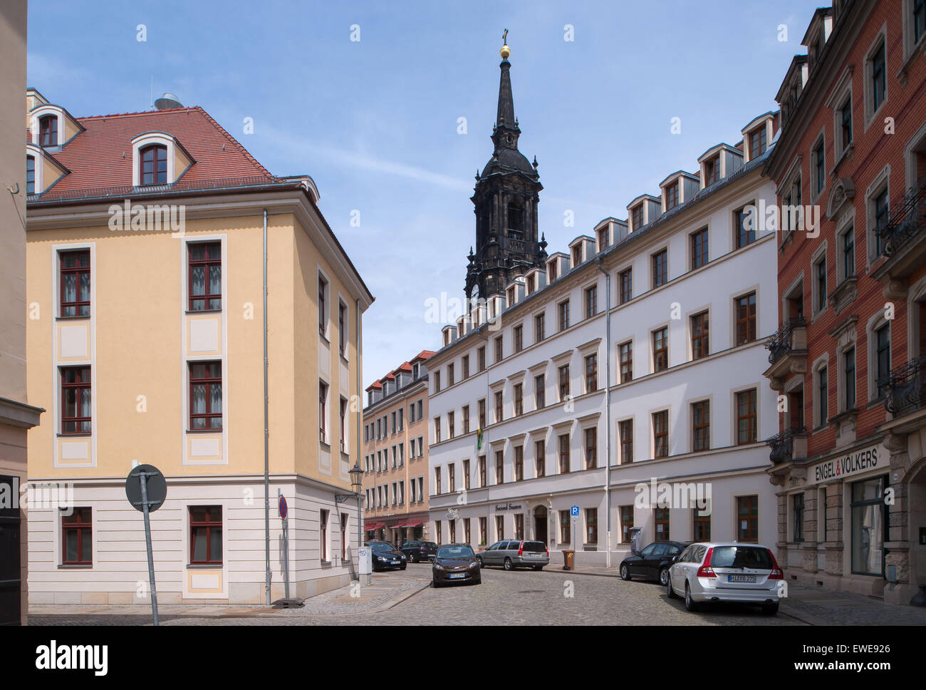 Dresden Germany With Rahnitzgasse Dreikonigskirche Stock Photo Alamy