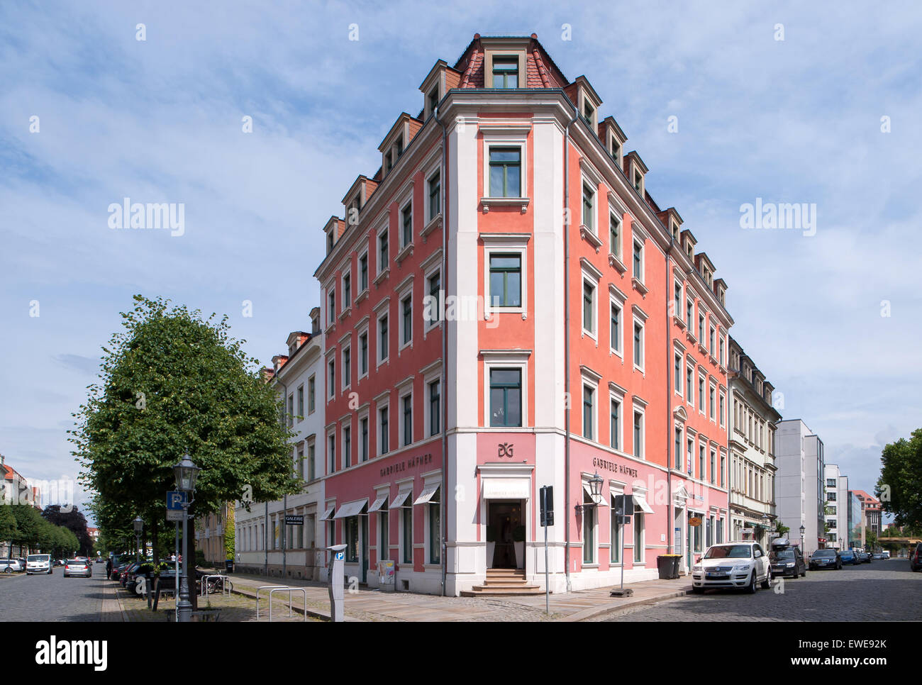 Dresden, Germany, renovated apartment houses on the Royal Route Stock