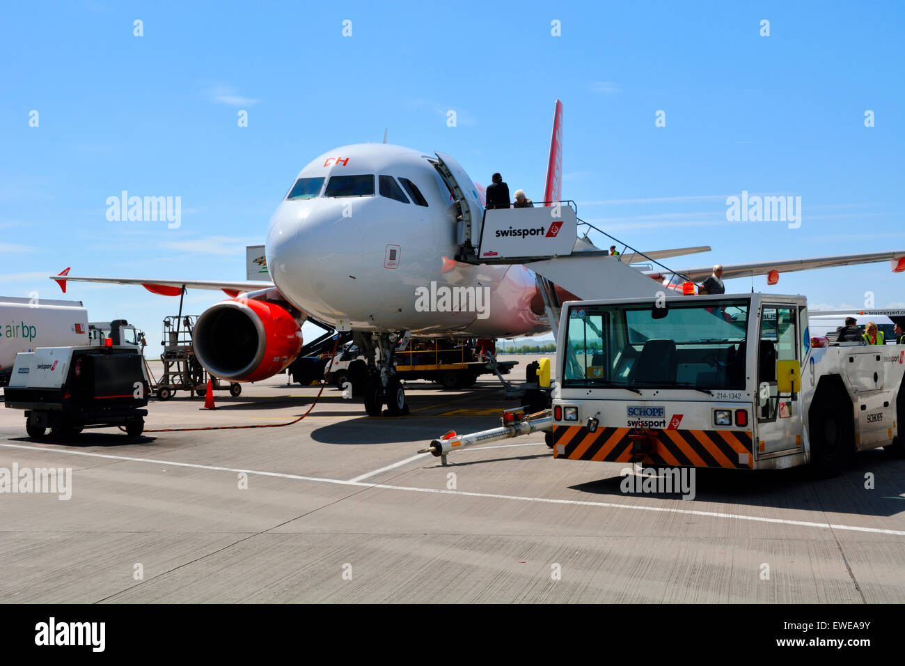 Airliner being serviced at Bristol, BRS, airport UK Stock Photo