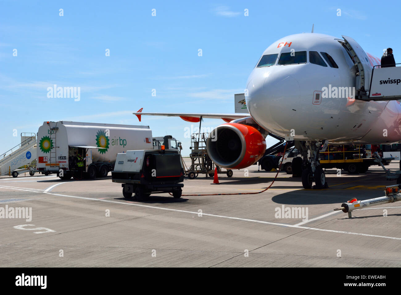 Airliner being serviced at Bristol, BRS, airport UK Stock Photo