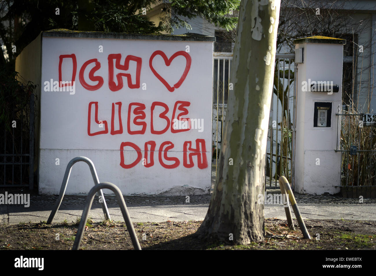 Berlin, Germany, a declaration of love to Grundstuecksmauer Stock Photo