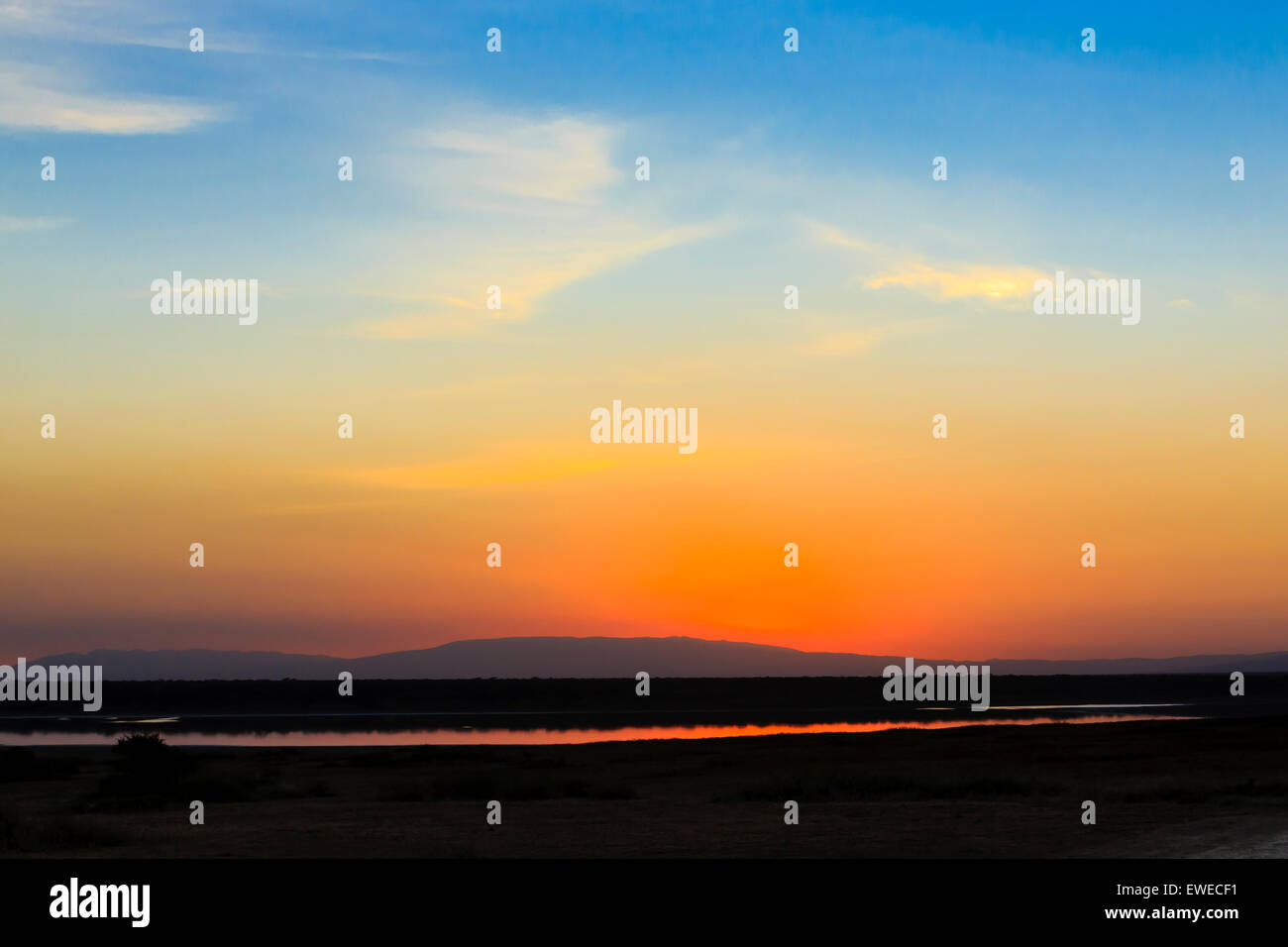 Sunrise in the Ndutu Plain Tanzania Stock Photo