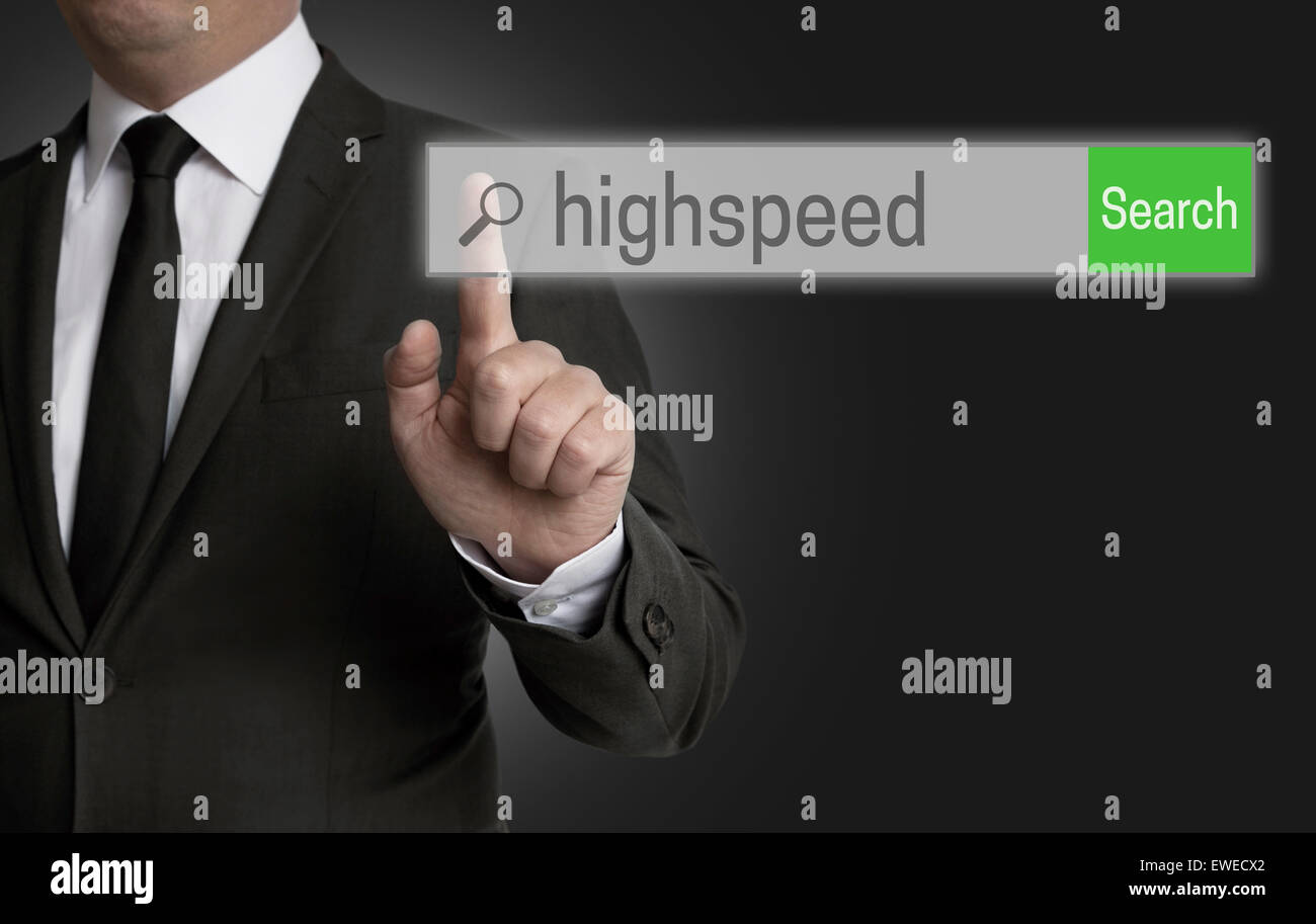 highspeed internet browser is operated by businessman. Stock Photo