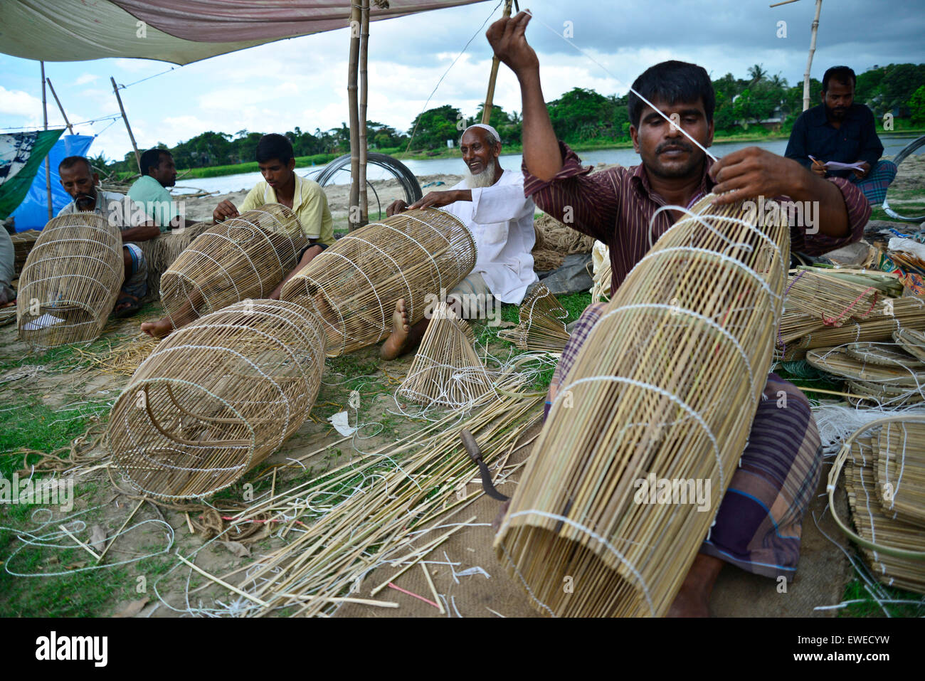 Craftsman Making Fish Nets in Probolinggo, East java, Indonesia Stock Photo