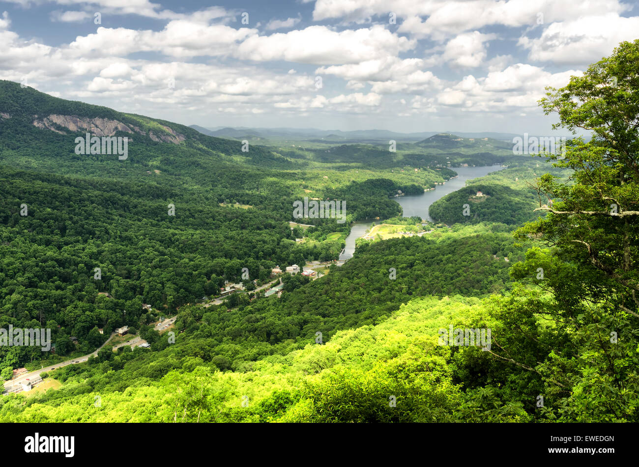 Overlook from chimney rock mountain, North Carolina, United States Stock Photo