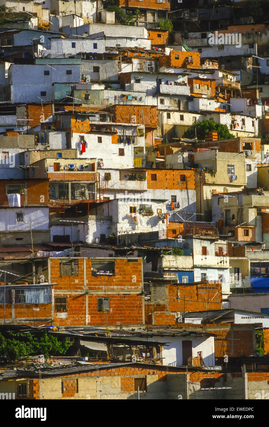 CARACAS, VENEZUELA -  Ranchitos low-income housing on hillside. Stock Photo