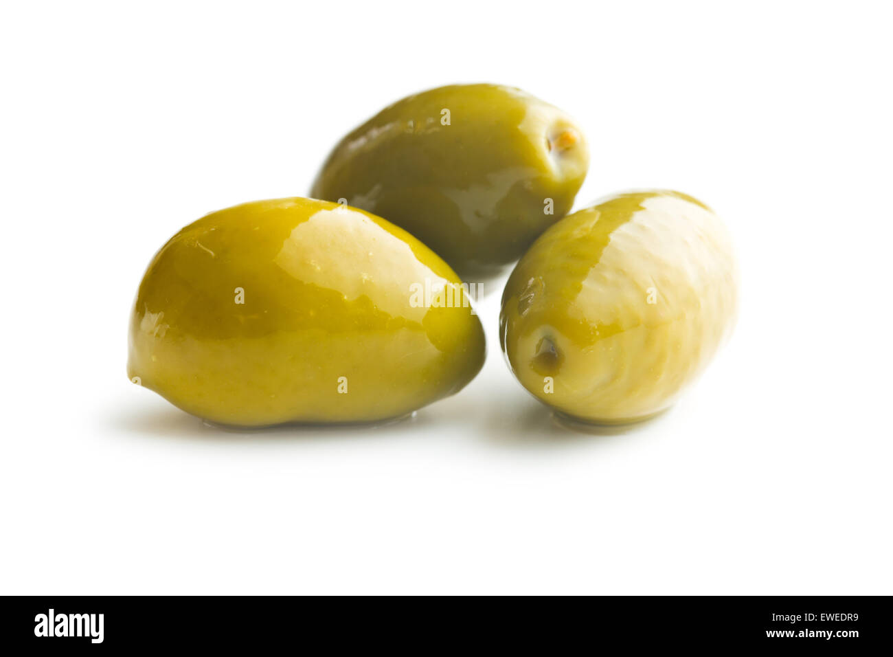 green olives on white background Stock Photo