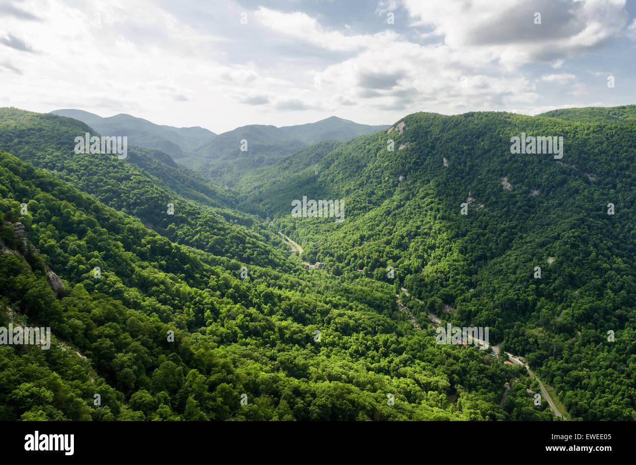 Overlook from chimney rock mountain, North Carolina, United States Stock Photo