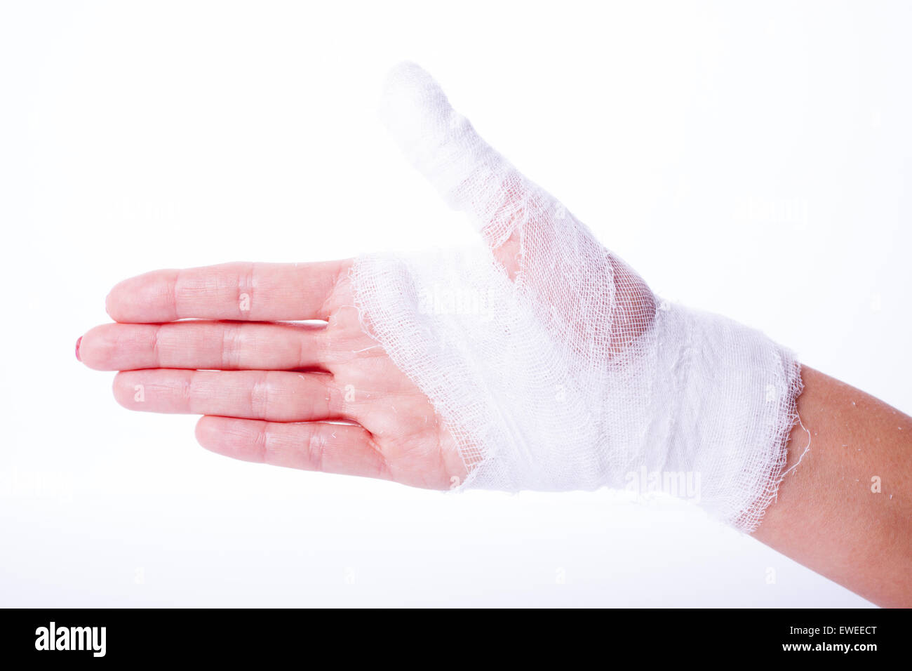Bandage on a hand, Isolated on white, Clipping path Stock Photo - Alamy