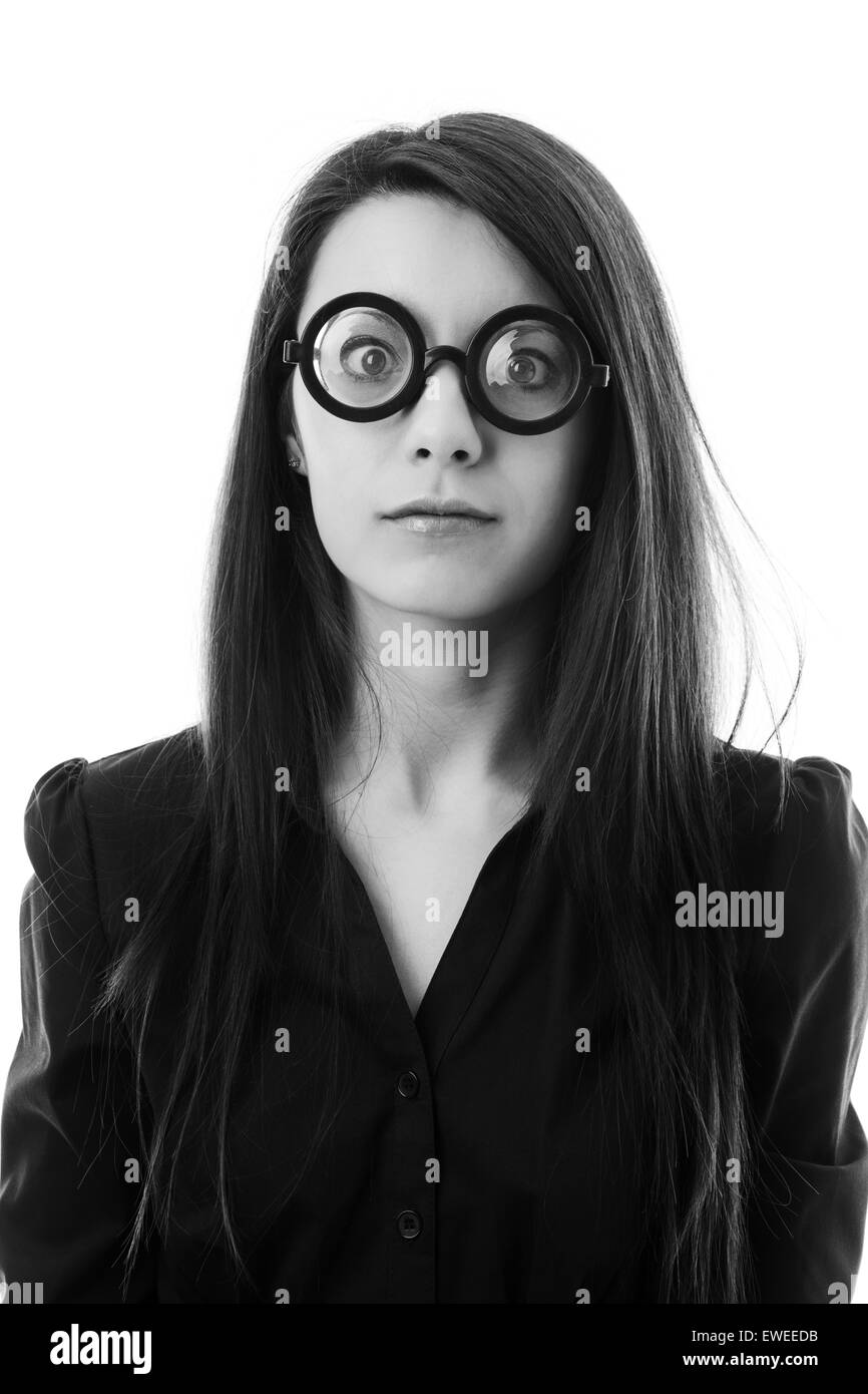 Pretty Women In Glasses Black And White Stock Photos Images Alamy