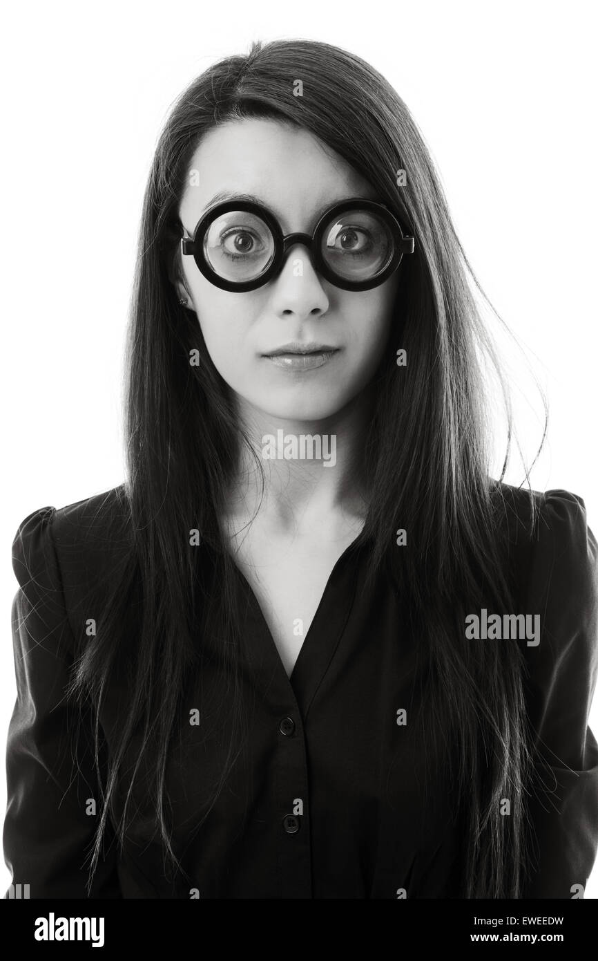 Girl in wearing geek glasses hi-res stock photography and images - Alamy
