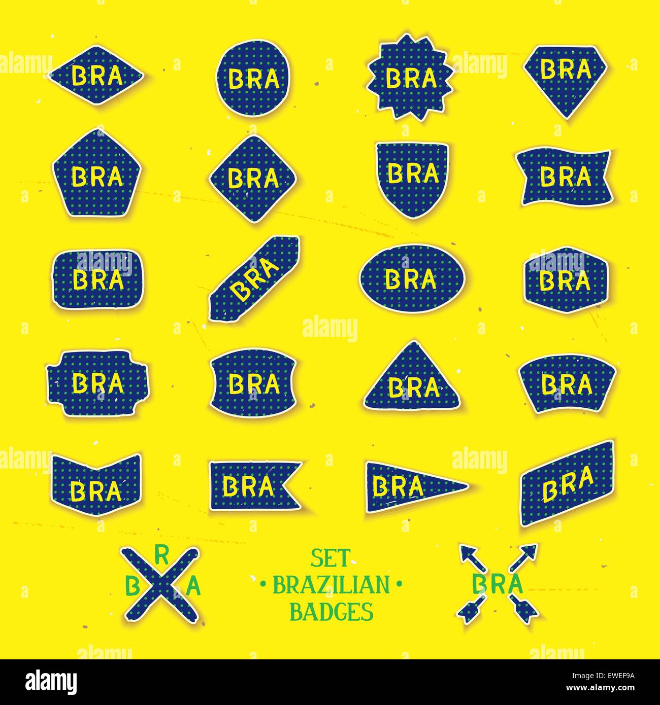 Collection of twenty two handmade badges with abbreviation Brazil BRA