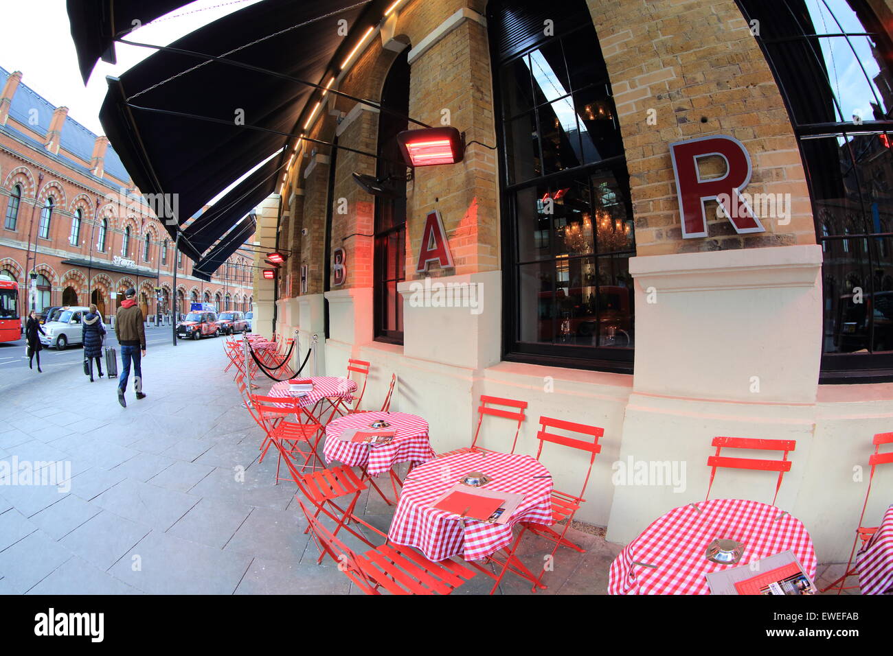 A fish eye view of the Great Northern Hotel bar, on Midland Road at Kings Cross, north London