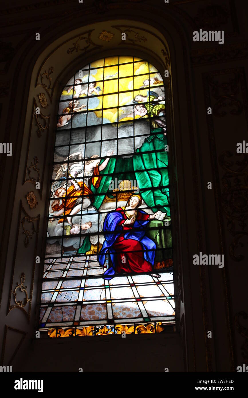 Stained Glass window beautiful colours Stock Photo - Alamy