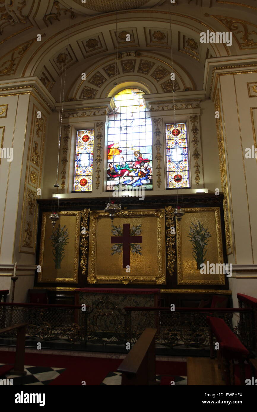 Artwork the Reredos mosaic panels of the church Stock Photo