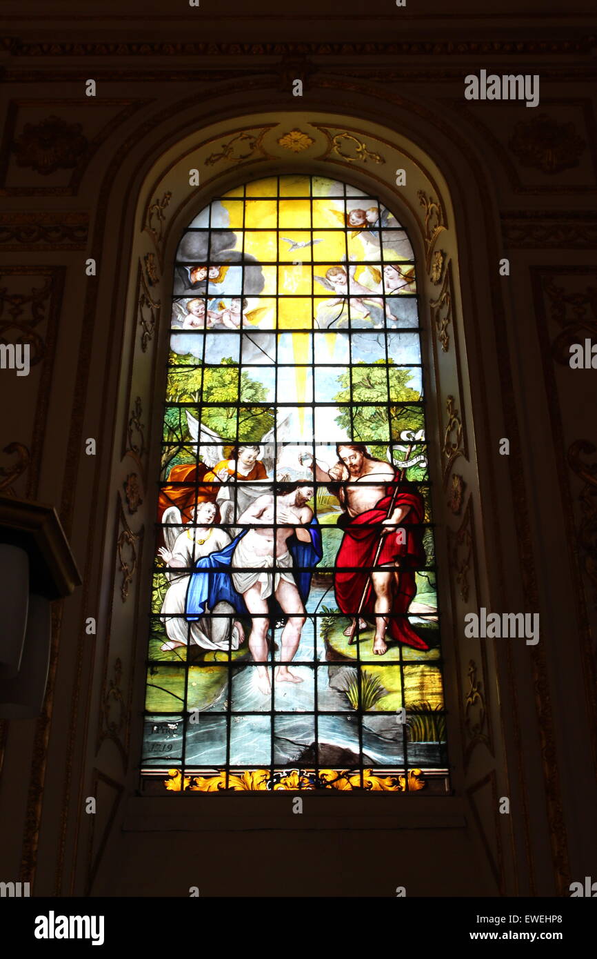 Stained Glass window beautiful colours Stock Photo - Alamy