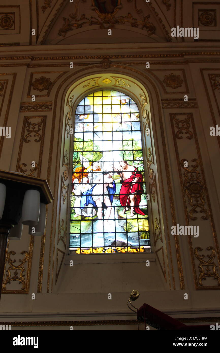 Stained Glass window beautiful colours Stock Photo - Alamy