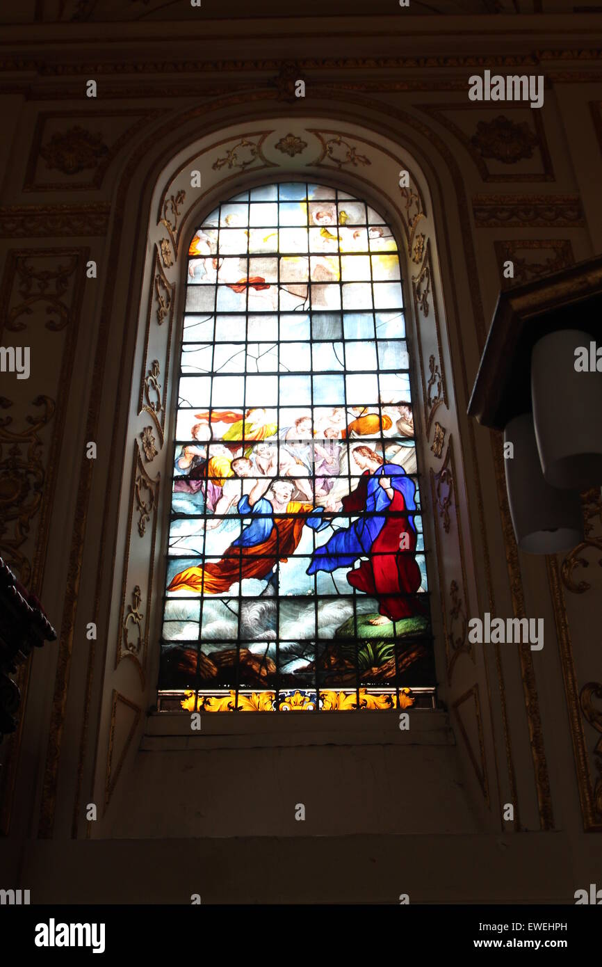 Stained Glass window beautiful colours Stock Photo