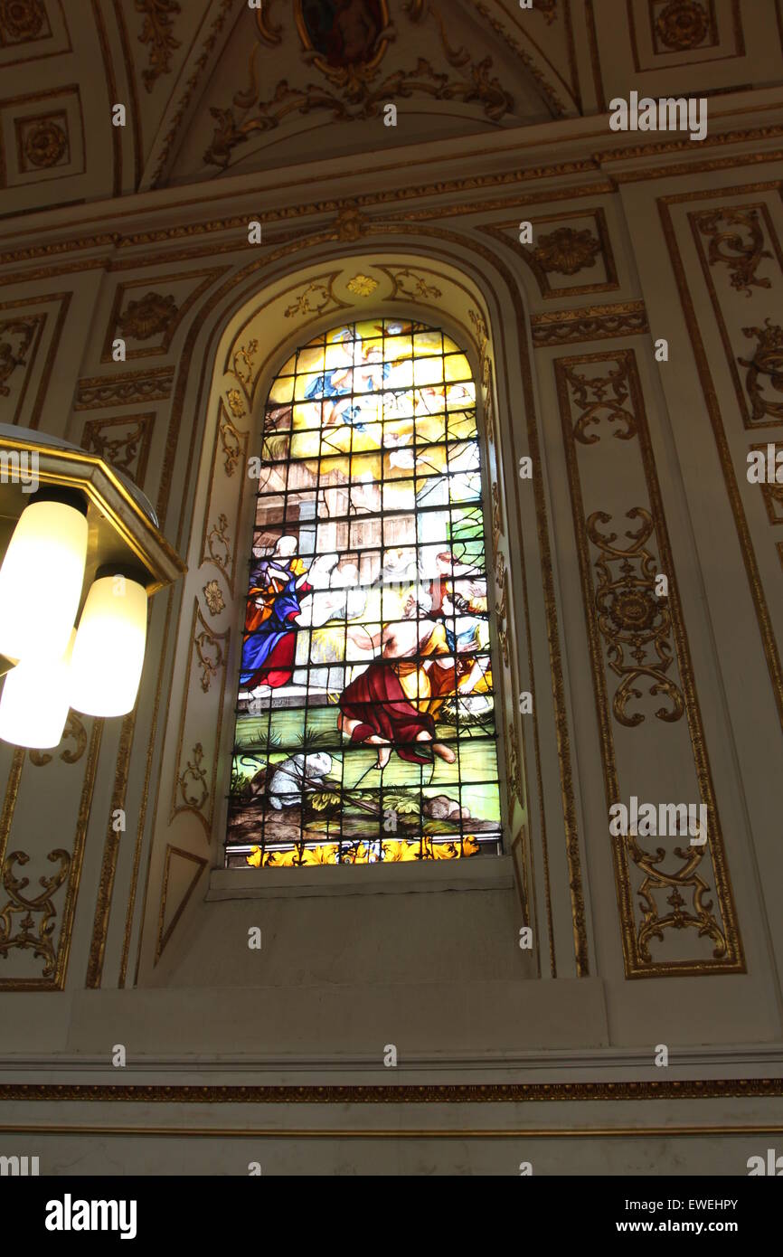 Stained Glass window beautiful colours Stock Photo