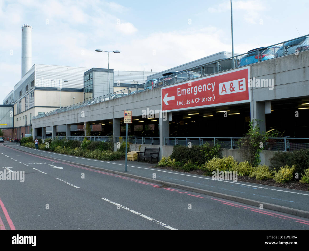 Sign marking Accident and Emergency, Royal Derby Hospital Stock Photo