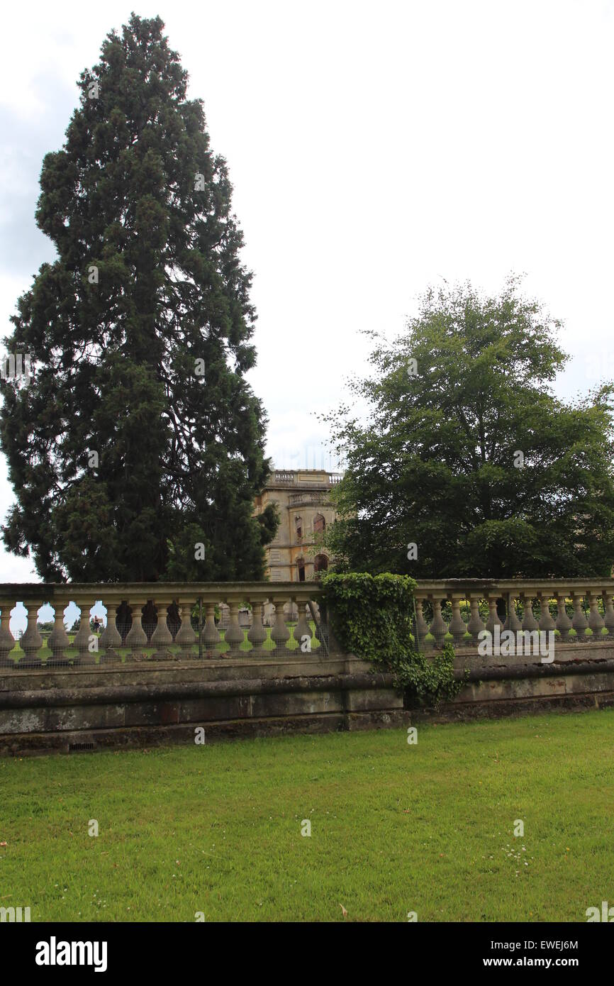 Beautiful stone built Stately Mansion destroyed by fire Stock Photo