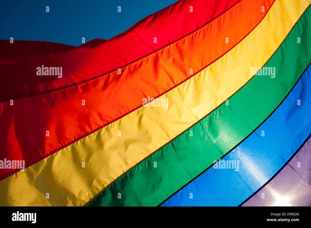 Gay pride rainbow flag fills the frame for a colorful background Stock ...