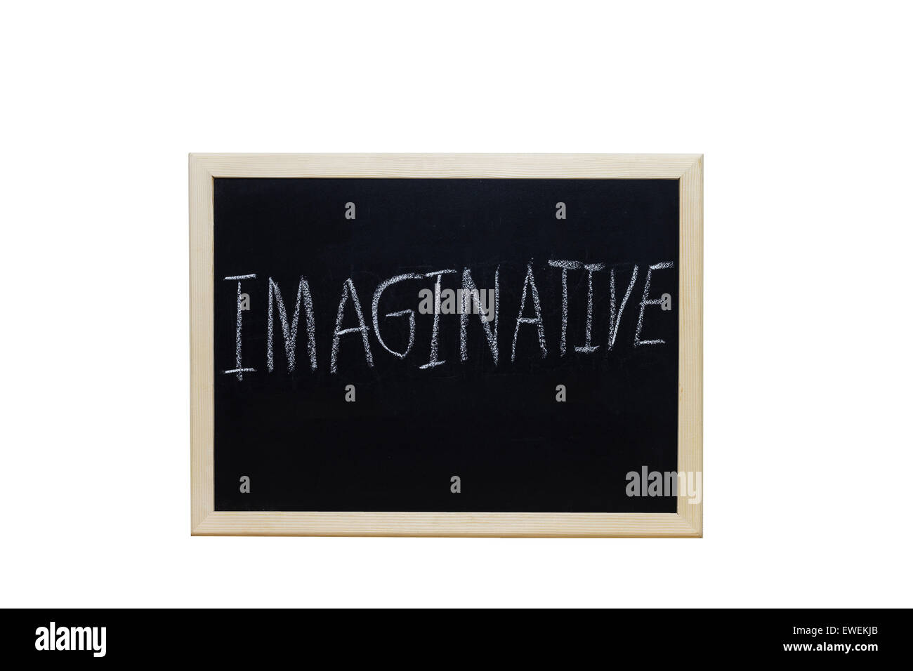 IMAGINATIVE written with white chalk on blackboard. Stock Photo